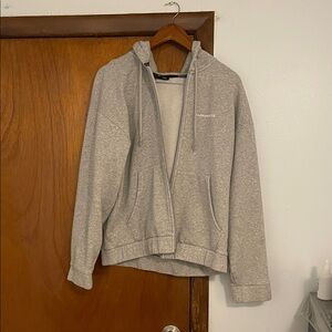 Alphalete DAMAGED ZIPPER Light Gray Zip-Up Hoodie